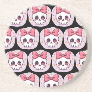 Dessous De Verre En Grès Crâne Pastel Goth avec Nœud