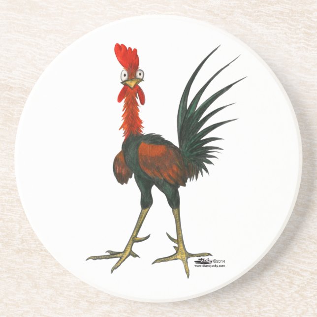 Dessous De Verre En Grès Crazy rooster (Devant)