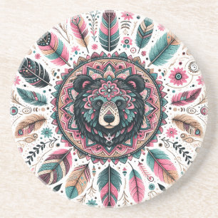 Dessous De Verre En Grès Créez Votre Propre Mandala Boho Totémique d'Ours