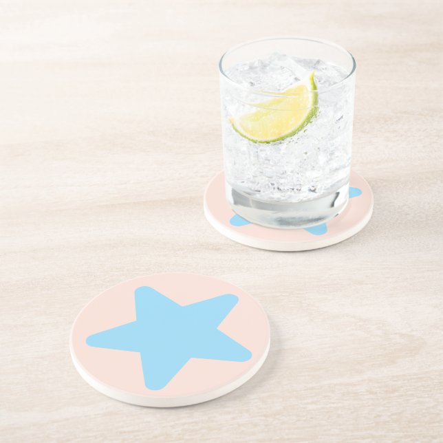 Dessous De Verre En Grès Crème Blue Star Mist Crème grès grès (Côté)