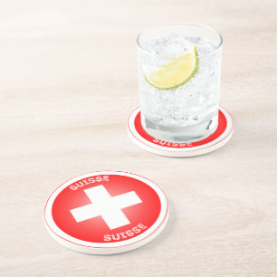 Dessous De Verre En Grès Croix suisse Suisse cercle forme