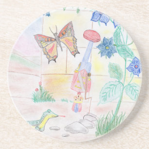 Dessous De Verre En Grès Custom Kids Artwork, Nutcracker toy, butterfly, 