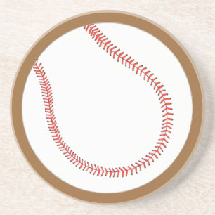 Dessous De Verre En Grès Custom Red White Baseball on Brown Coasters