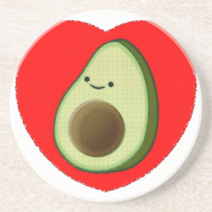Dessous De Verre En Grès Cute Avocado Dans Le Coeur Rouge