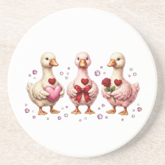 Dessous De Verre En Grès Cute Coquette geese friends 