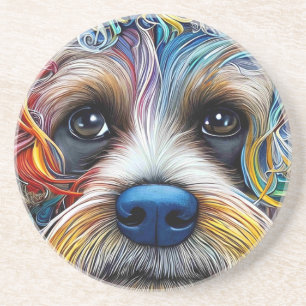 Dessous De Verre En Grès Cute Pop Art Terrier