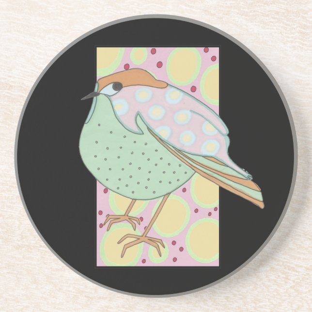 Dessous De Verre En Grès Cute Stylé Pastel Songbird encadré (Devant)