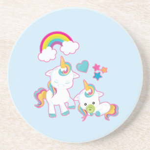 Dessous De Verre En Grès Cute White Unicorns Magique Mère & Bébé