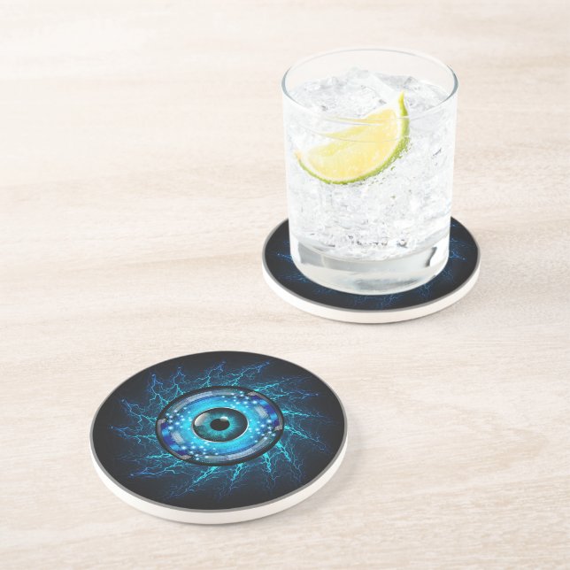 Dessous De Verre En Grès Cyber-circuit (Côté)