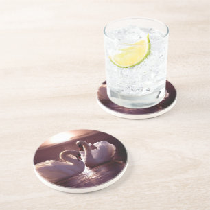 Dessous De Verre En Grès Cygnes affectueux formant un coeur