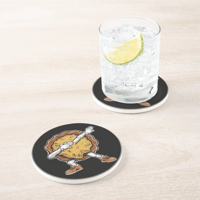 Dessous De Verre En Grès Dabbing de la tarte au potiron le jour de Thanksgi (Côté)