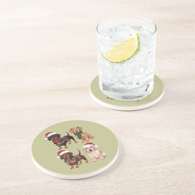 Dessous De Verre En Grès Dachshund Christmas Chien Maman Lover Noël Cadeau (Côté)