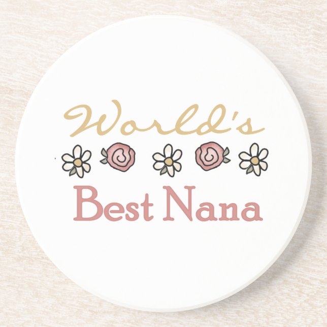 Dessous De Verre En Grès Daisées et Roses Best Nana Cadeaux (Devant)