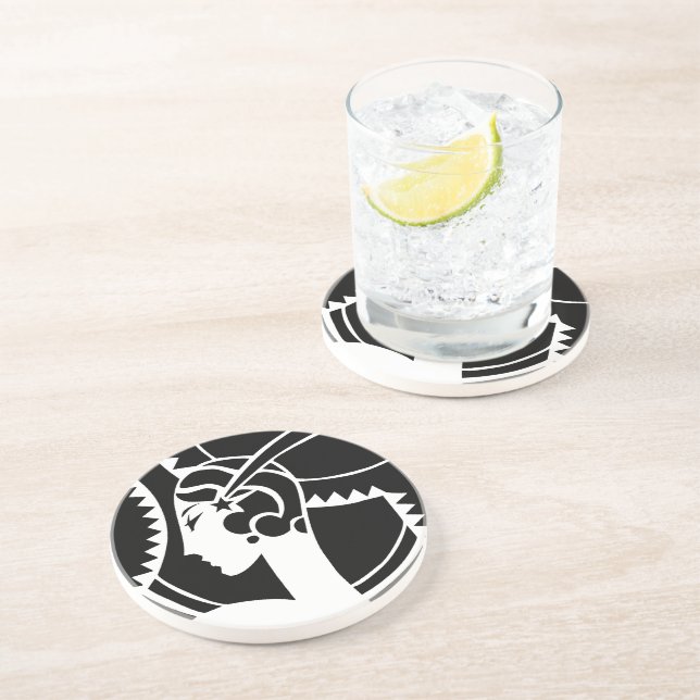 Dessous De Verre En Grès Dame Art Déco (Côté)