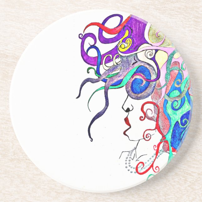 Dessous De Verre En Grès Dame de vie (Devant)