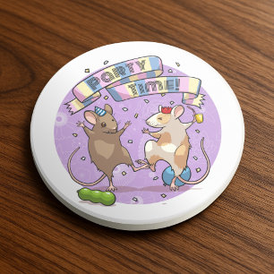 Dessous De Verre En Grès Dancing Mice Fête Horaire Bannière Confetti & Ball