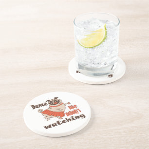 Dessous De Verre En Grès Danse comme personne ne regarde poule Carlin chien