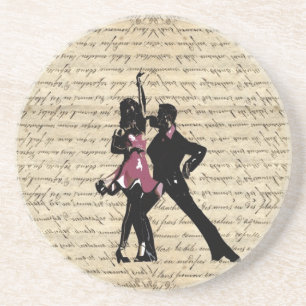 Dessous De Verre En Grès Danseurs de salle de bal sur le papier vintage