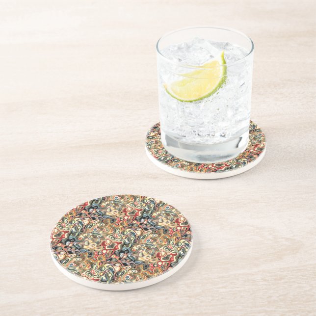 Dessous de verre en grès d'art abstrait (Côté)