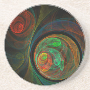 Dessous de verre en grès d'art Abstrait vert de re