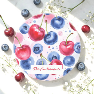 Dessous de verre en grès de cerisier de fruits rou