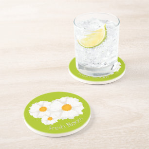 Dessous de verre en grès de Fleur Blanche Vert Lim