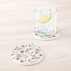 dessous de verre en grès de fleurs vintages