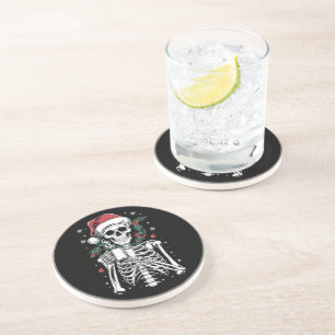 Dessous De Verre En Grès Décès dans le squelette de Noël Café Lover cadeau