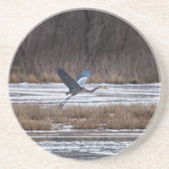 Dessous De Verre En Grès Décollage d'Heron (Devant)