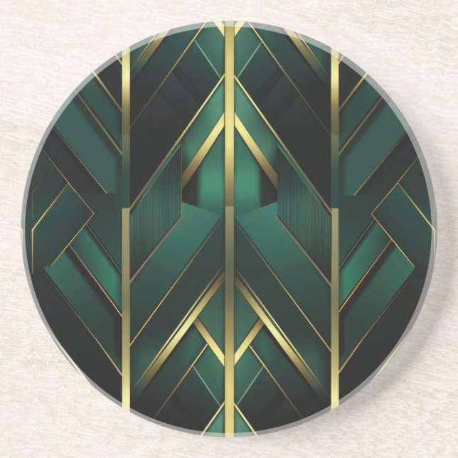 Dessous De Verre En Grès Décoration Verte (Devant)