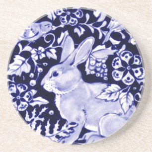 Dessous De Verre En Grès Dedham Blue Rabbit, Classic Blue & White Design