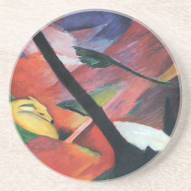 Dessous De Verre En Grès Deer in the Forest II par Franz Marc; Reh im Walde (Devant)