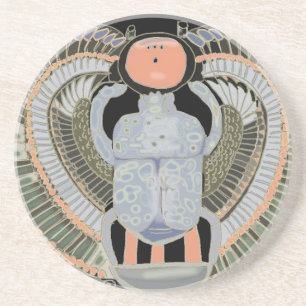 Dessous De Verre En Grès Dendroctone du Scarab couleur pastel égyptien