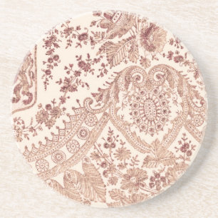 Dessous De Verre En Grès Dentelle rose avec des roses