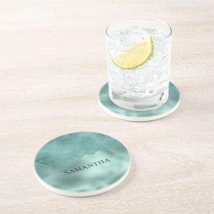 Dessous De Verre En Grès Dentelle verte de l'oeuf Robin