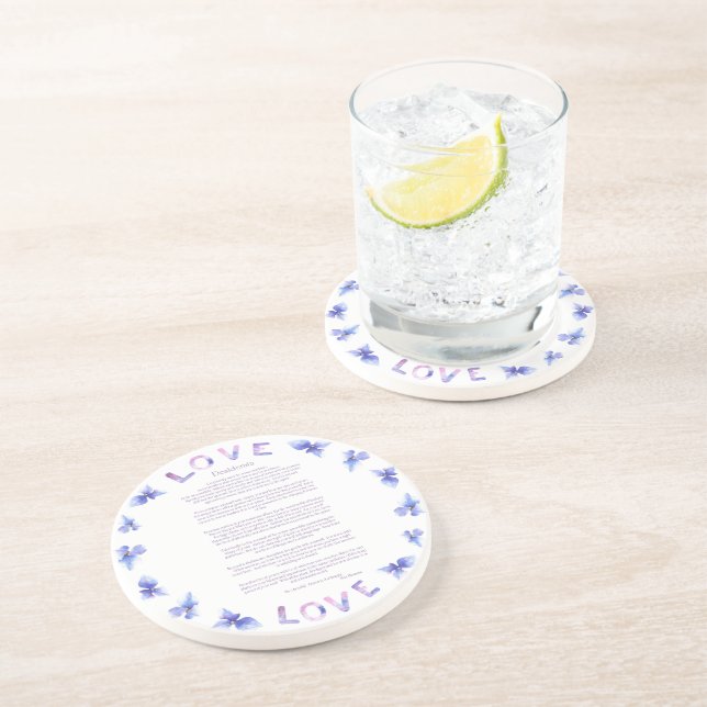 Dessous De Verre En Grès Desiderata Hydrangea par Max Ehrmann (Côté)