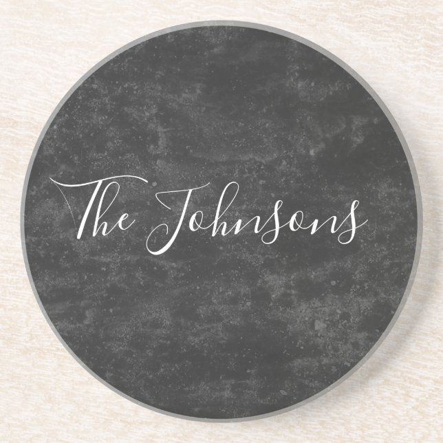 Dessous De Verre En Grès Design Customisé noir pour votre famille (Devant)