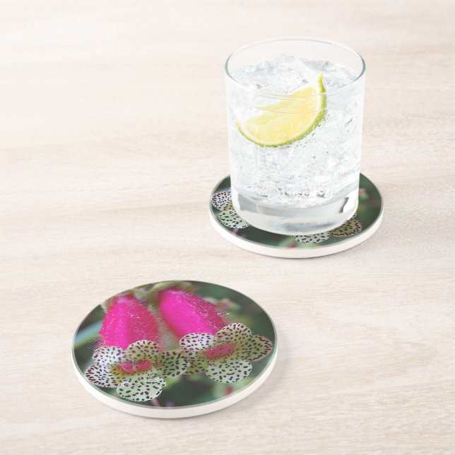 Dessous De Verre En Grès Design de fleurs léopard (Côté)