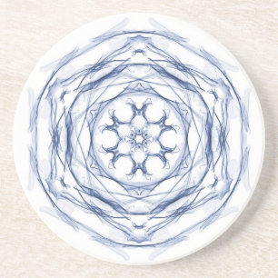 Dessous De Verre En Grès Design Fractal Bleu