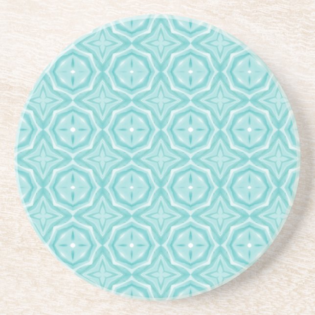 Dessous De Verre En Grès Design géométrique vert turquoise (Devant)