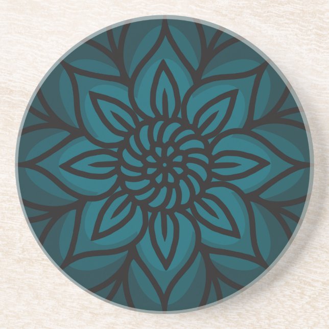 Dessous de verre en grès design Mandala (Devant)