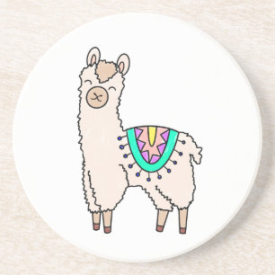 Dessous De Verre En Grès dessin animé de llama alpaga souriant