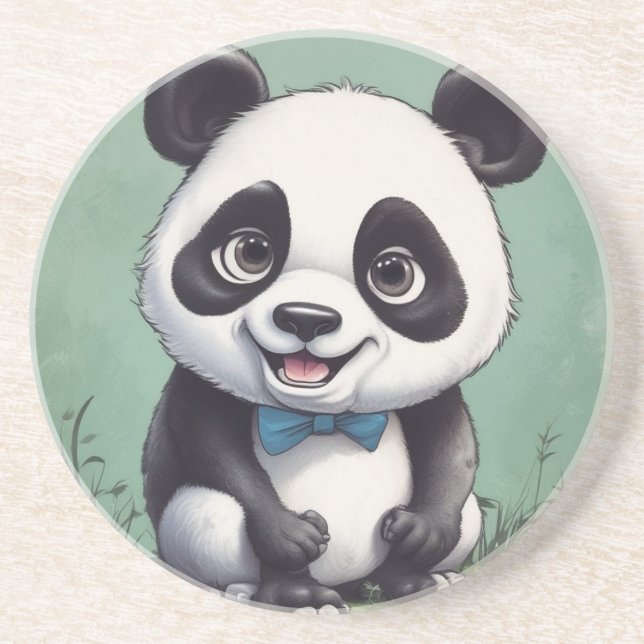 Dessous De Verre En Grès Dessin de Panda (Devant)