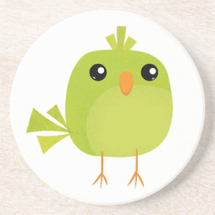 Dessous De Verre En Grès Dessin d'oiseau vert