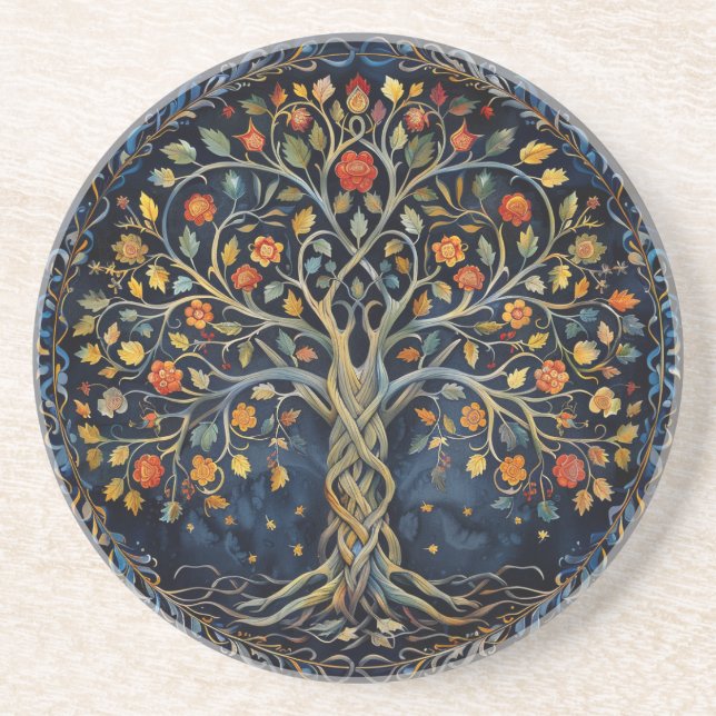 Dessous De Verre En Grès Dessous de verre de grès celtique de l'arbre de vi (Devant)