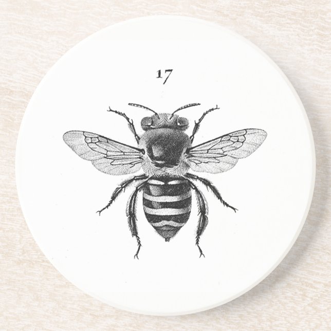 Dessous De Verre En Grès Dessous de verre de grès de l'abeille 17 (Devant)