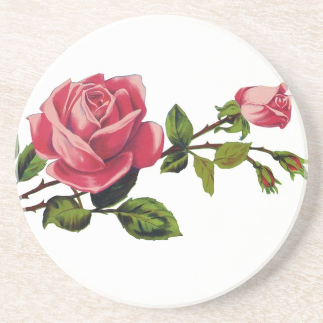 Dessous De Verre En Grès Dessous de verre de grès de rose rouge (Devant)