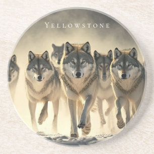 Dessous De Verre En Grès Dessous de verre de grès de Yellowstone Loups