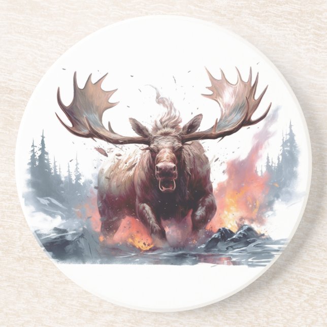 Dessous De Verre En Grès Dessous de verre de grès de Yellowstone Moose (Devant)