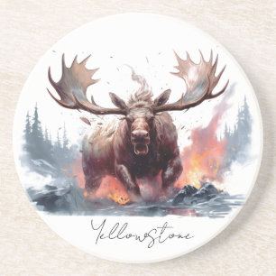 Dessous De Verre En Grès Dessous de verre de grès de Yellowstone Moose